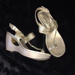 Gold prom wedge heels
